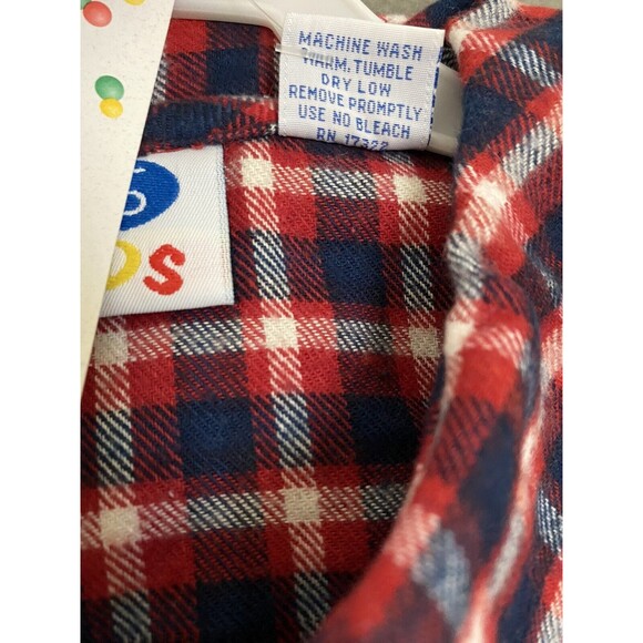Vintage Shirt Girls Medium Red Blue Button Up Flannel Dead Stock 90s‎ 955 Kids - Picture 14 of 16